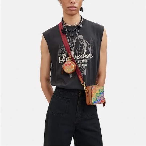 CJ802 - Coach Charter Slim Crossbody in Rainbow Signature Canvas - Picture 13 of 13